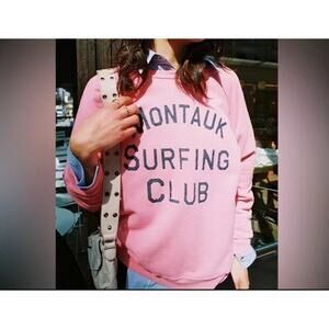 Free People x Retro Brand Pink Surf Club Pullover Sweatshirt Sz. S